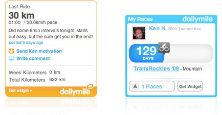 Mileage and race widgets Mileage and race widgets